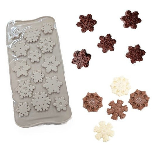 Bakewareind Snowflake Chocolate Silicone Mould , 14 cavity - Bakeware India