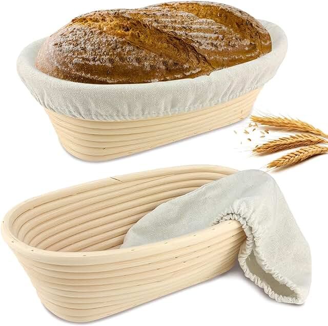 Bakewareind Sourdough Bread Starter Kit Banneton Bread Proofing Basket - 9 inch Oval - Bakeware India