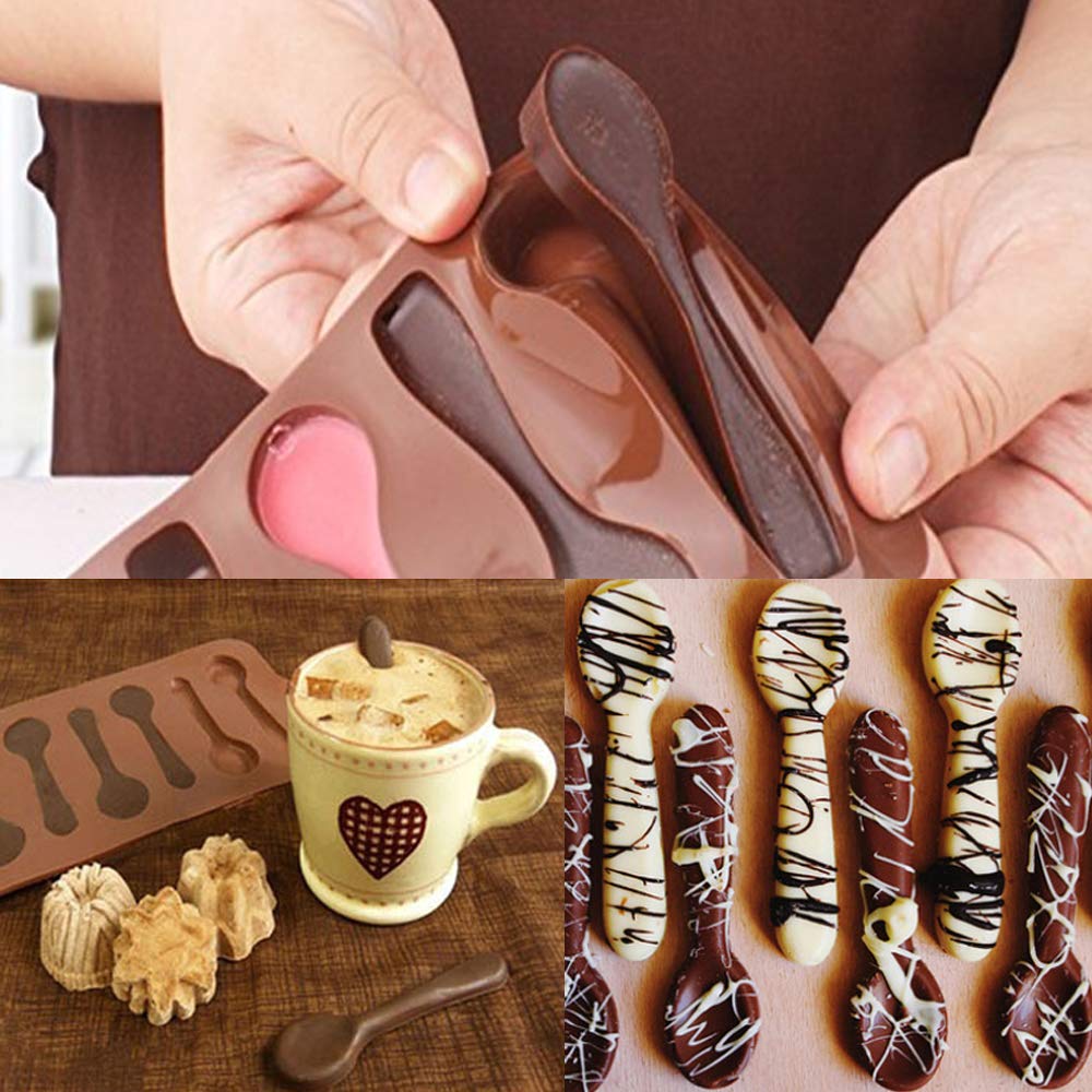 Bakewareind Spoon Cake Silicone Chocolate Mould ,6 Cavity - Bakeware India