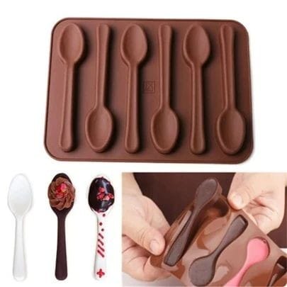 Bakewareind Spoon Cake Silicone Chocolate Mould ,6 Cavity - Bakeware India