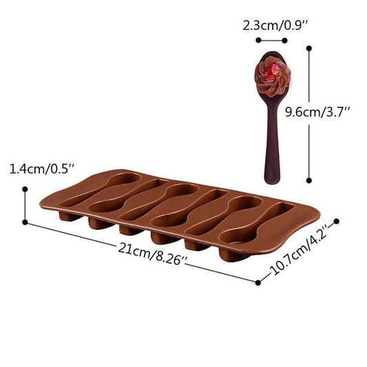 Bakewareind Spoon Cake Silicone Chocolate Mould ,6 Cavity - Bakeware India