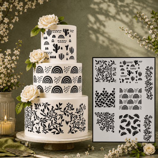 Bakewareind Spring Cookie Cake Stencil, 7 DESIGNS - Bakeware India