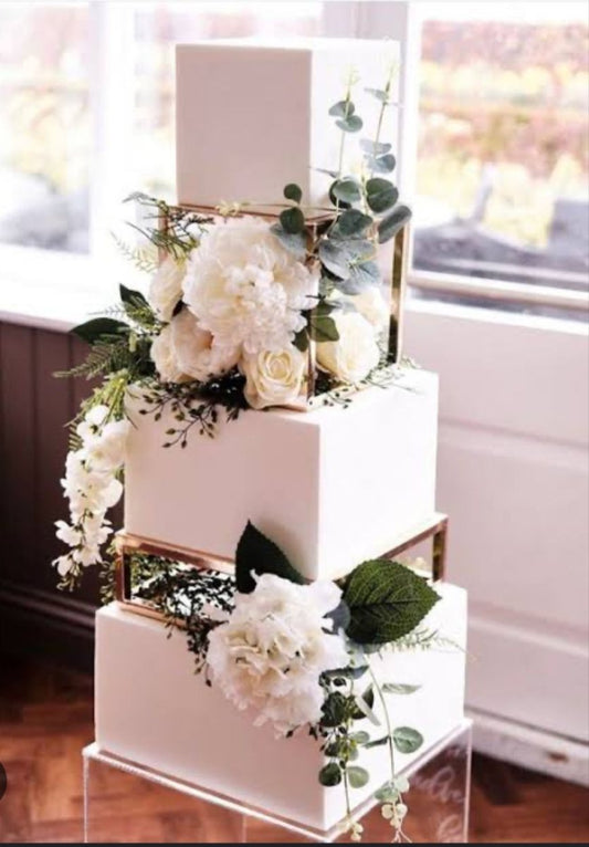 Bakewareind Square Spacer Dessert Cake Stand, Metal 2pc - Bakeware India