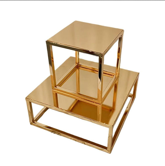 Bakewareind Square Spacer Dessert Cake Stand, Metal 2pc - Bakeware India