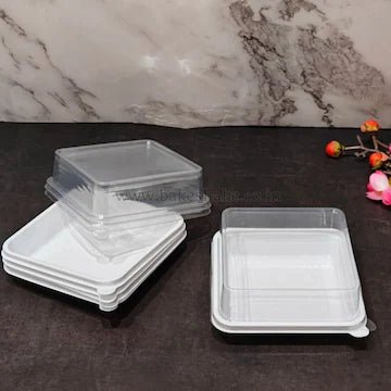 Bakewareind Square Transparent Cake Boxes with Lid ,5pcs - Bakeware India