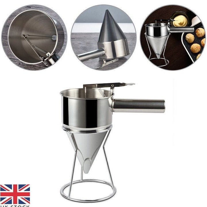 Bakewareind Stainless Steel Chocolate or Wax Pouring Funnel With Stand - Bakeware India