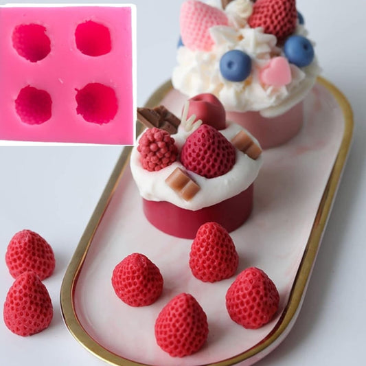 Bakewareind Strawberry Berry Fondant Chocolate Cake Silicone Mould, 4 cavity - Bakeware India