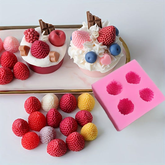 Bakewareind Strawberry Berry Fondant Chocolate Cake Silicone Mould, 4 cavity - Bakeware India