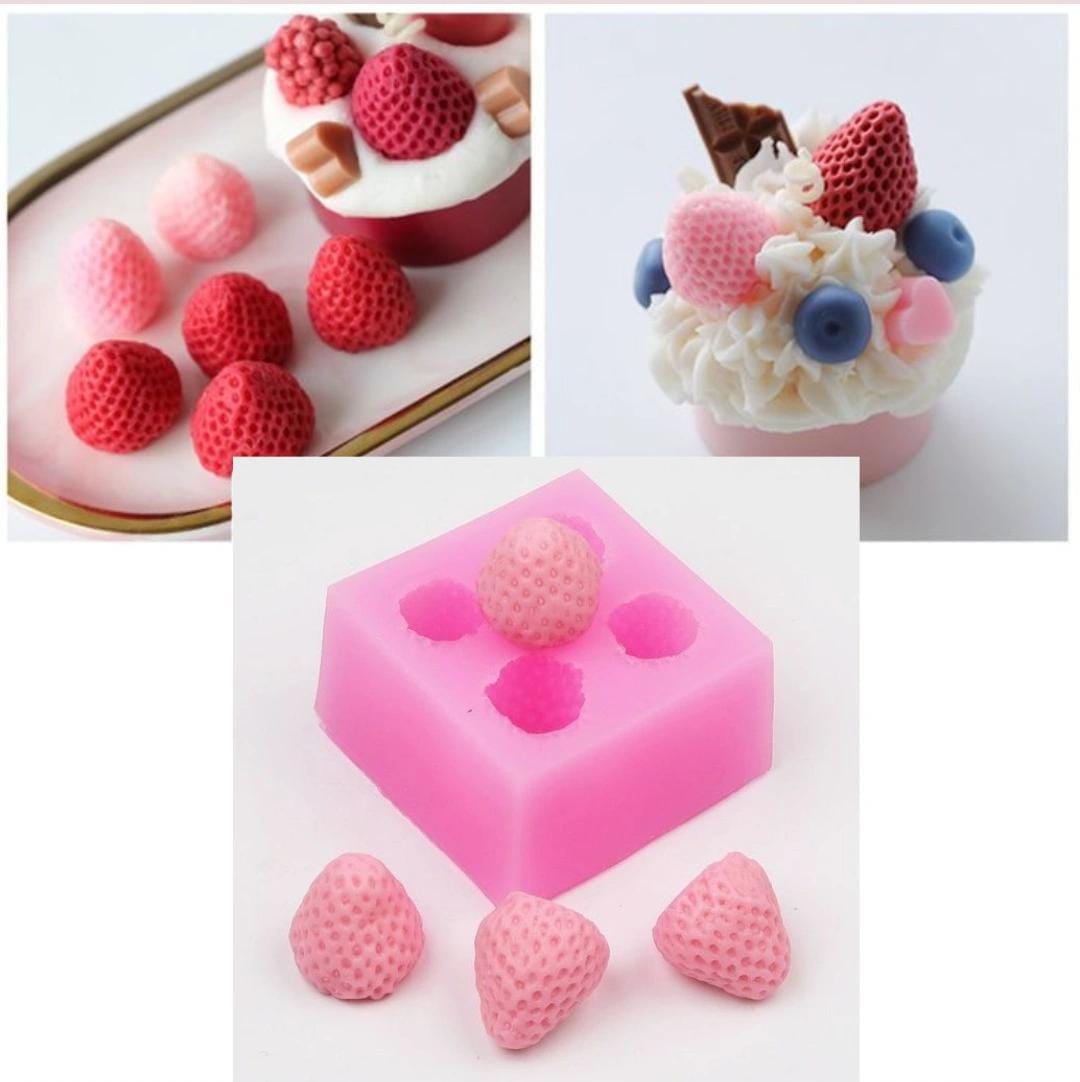 Bakewareind Strawberry Fondant Chocolate Cake Silicone Mould, 4 cavity - Bakeware India