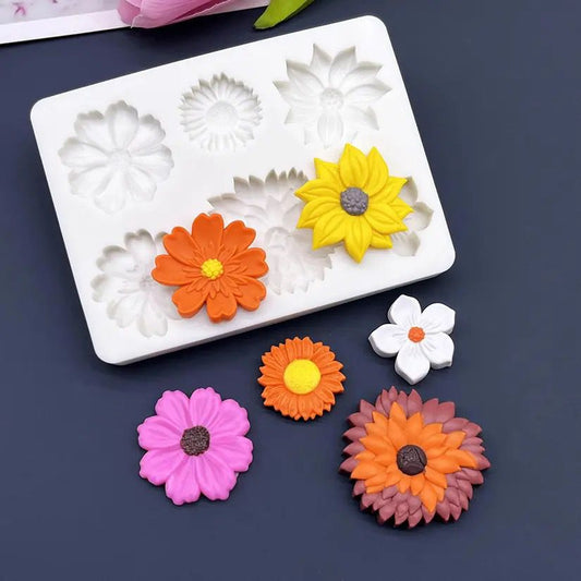 Bakewareind Sunflower Daisy Fondant Chocolate Cake Silicone Mould - Bakeware India