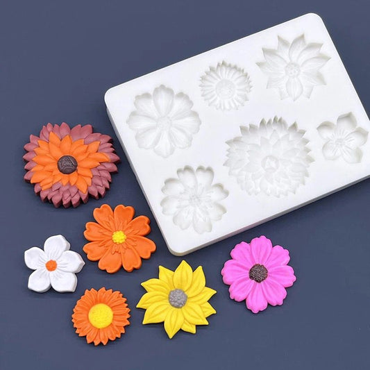 Bakewareind Sunflower Daisy Fondant Chocolate Cake Silicone Mould - Bakeware India