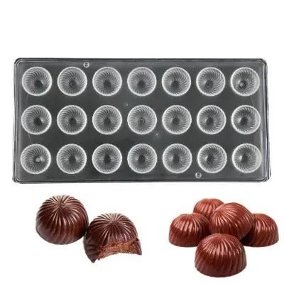 Bakewareind Swirl Dome Shape Polycarbonate Chocolate Mould, 21 cavity - Bakeware India