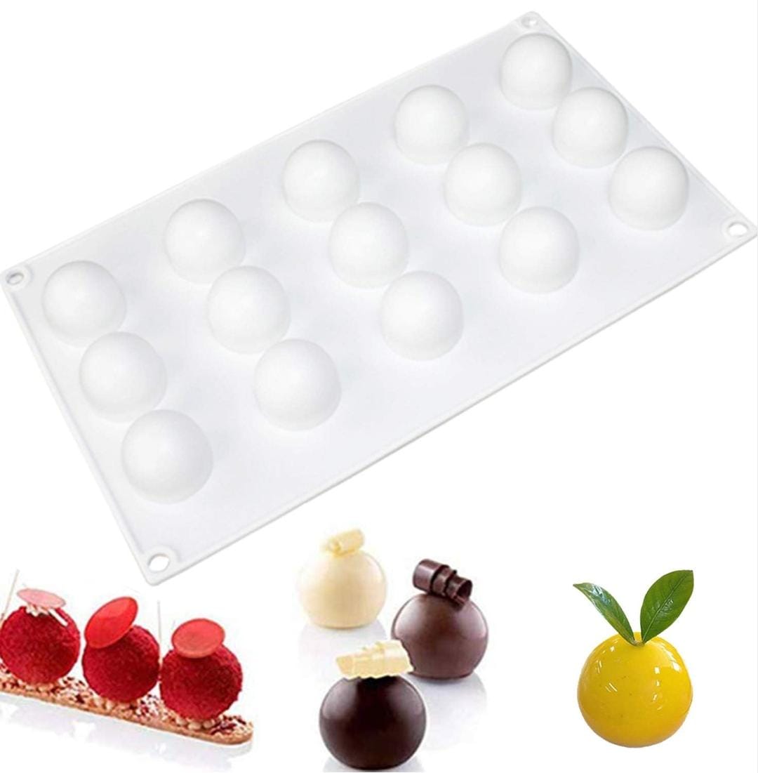 Bakewareind Truffle Entremet Silicone Mould, 15 Cavity - Bakeware India