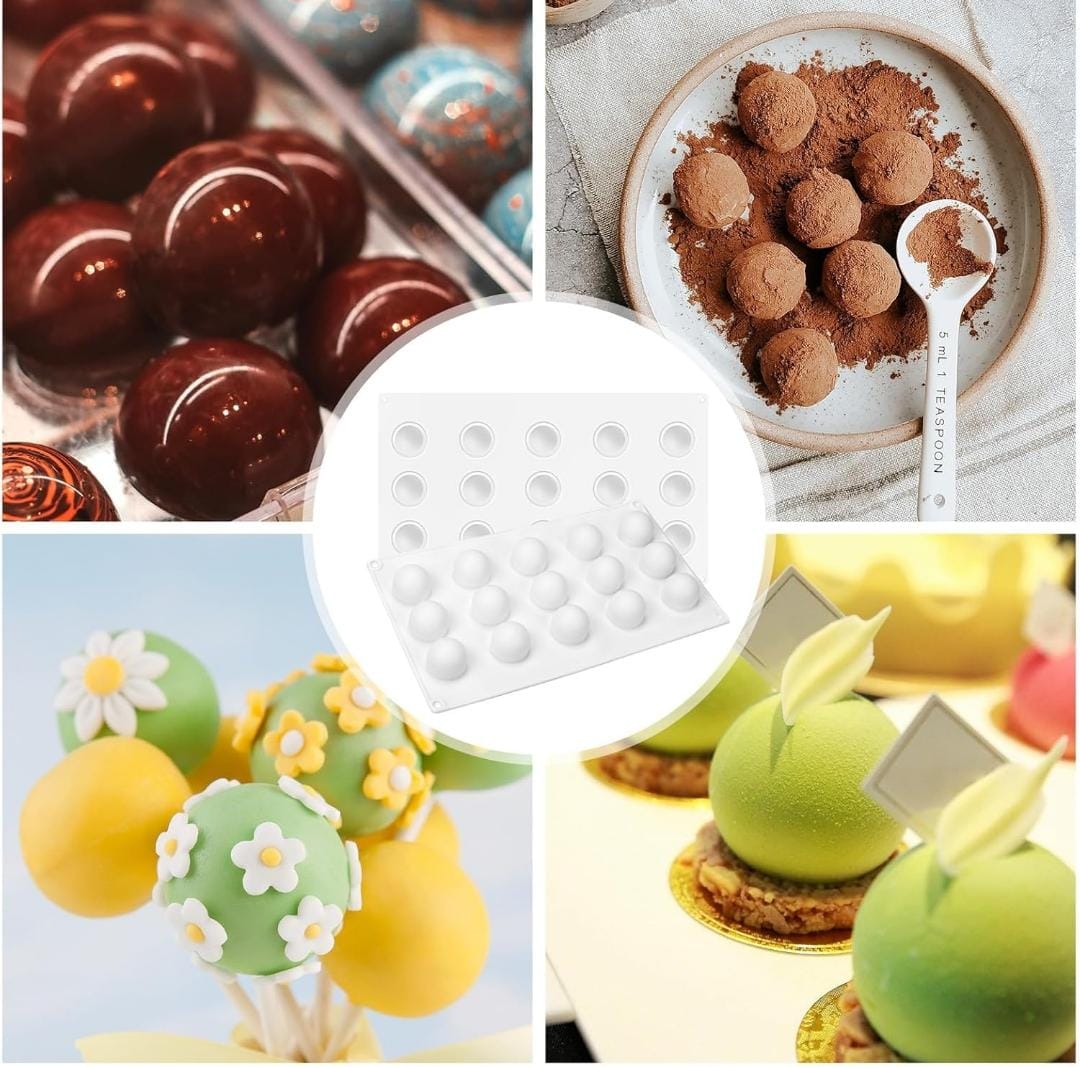 Bakewareind Truffle Entremet Silicone Mould, 15 Cavity - Bakeware India