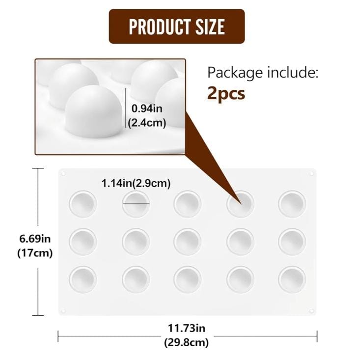 Bakewareind Truffle Entremet Silicone Mould, 15 Cavity - Bakeware India