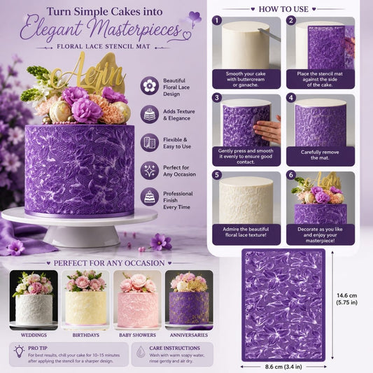 Bakewareind Tulip Flower Pattern Cake Decorating Reusable Fabric Mesh Stencil - Bakeware India