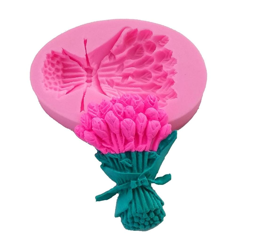 Bakewareind Tulip Rose Bouquet Silicone Mould Fondant Mould - Bakeware India