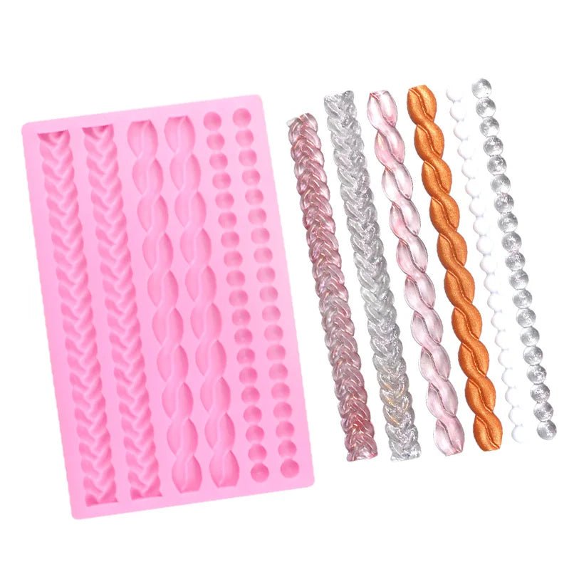 Bakewareind Twist Braided Rope Lace Cake Silicone Mould ,6 Cavity - Bakeware India