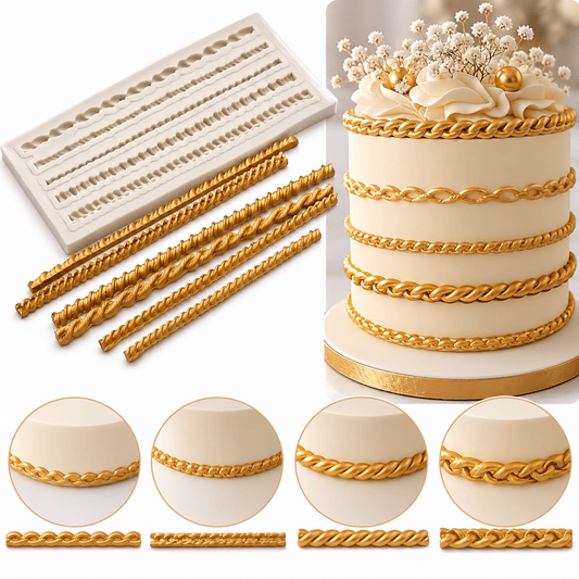 Bakewareind Twist Rope Border Chain Silicone Mould - Bakeware India