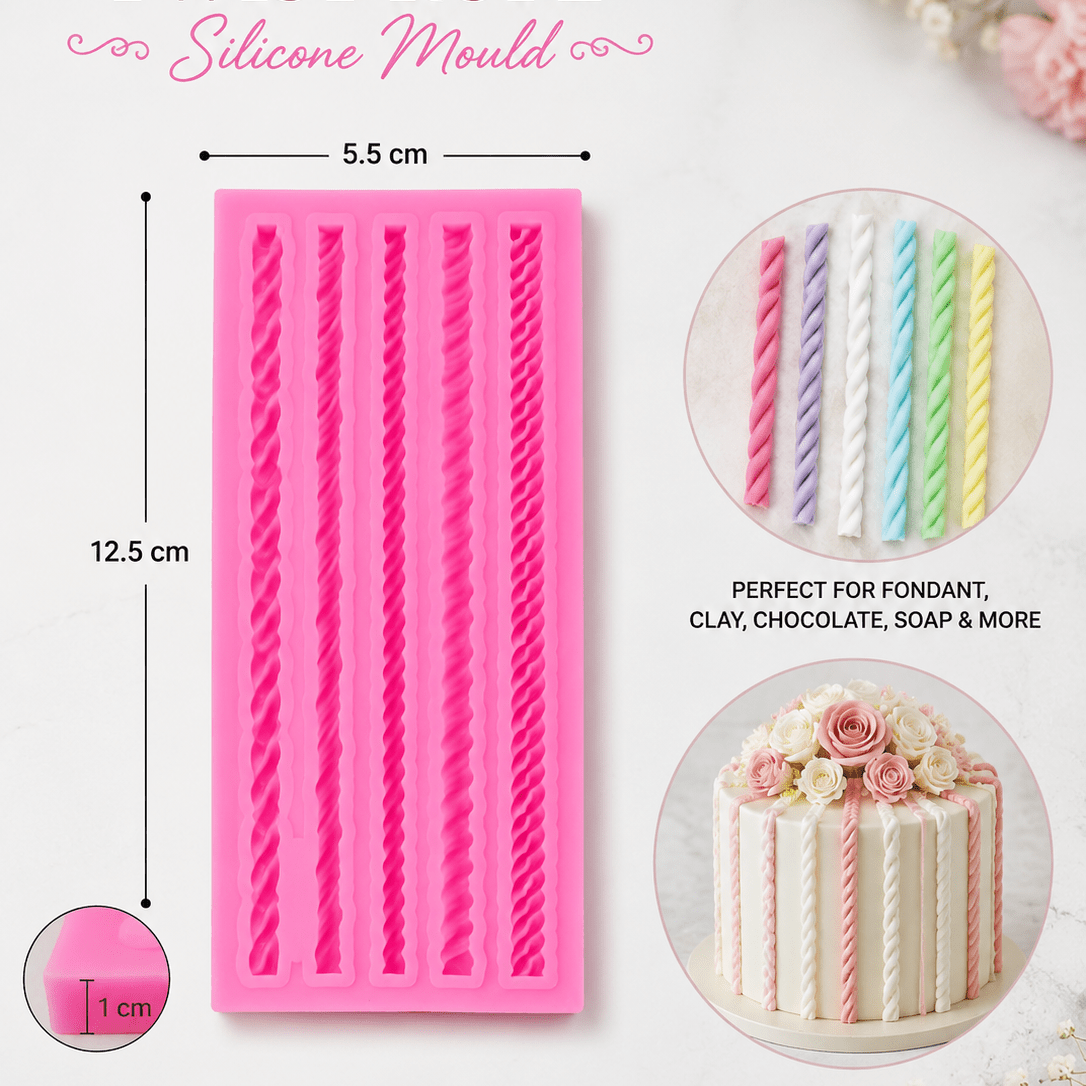 Bakewareind Twist Rope Border Chain Silicone Mould - Bakeware India