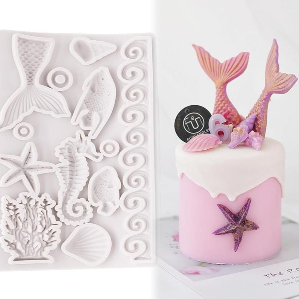 Bakewareind Underwater Sea Fish Coral Fondant Cake Sugarcraft Silicone Mould - Bakeware India
