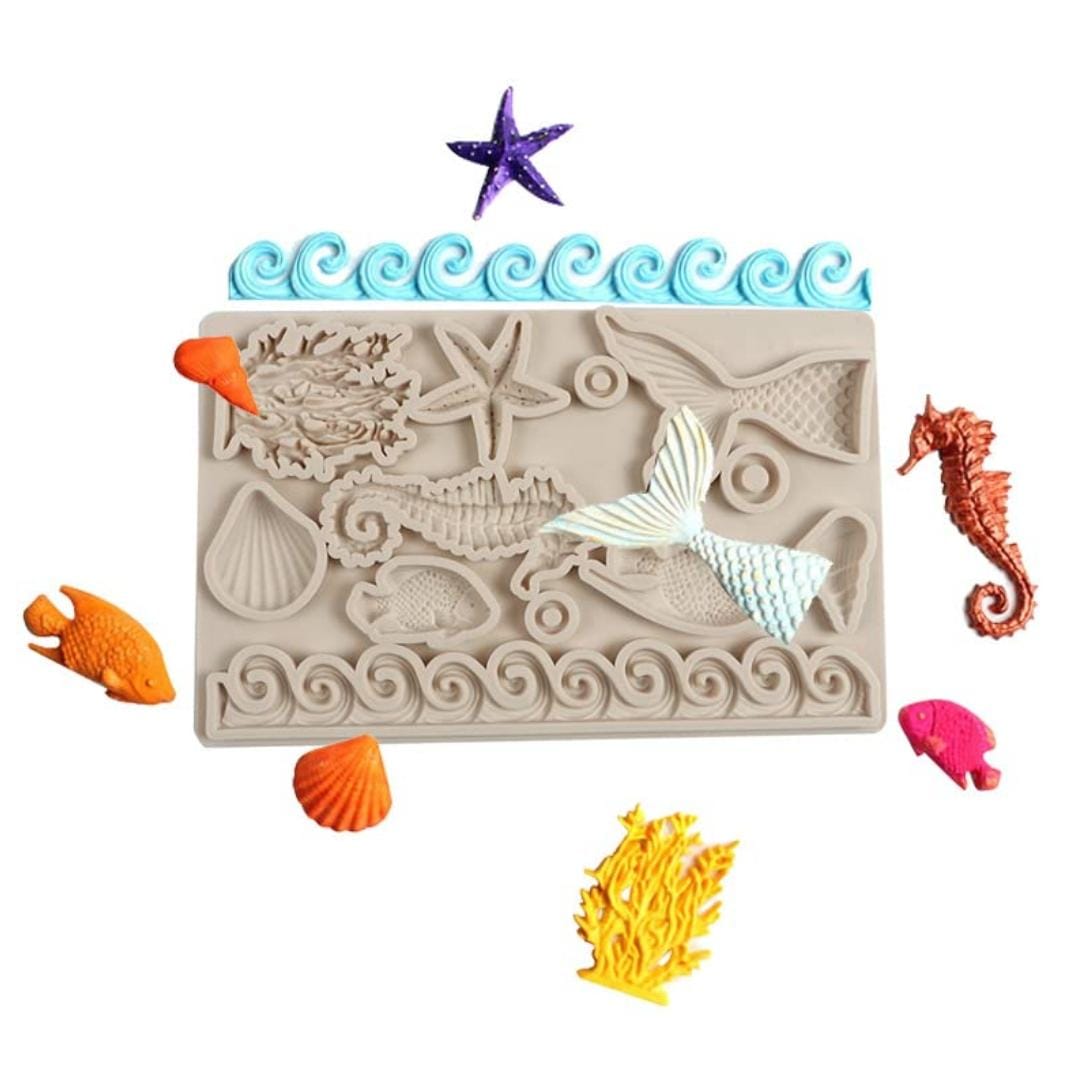 Bakewareind Underwater Sea Fish Coral Fondant Cake Sugarcraft Silicone Mould - Bakeware India