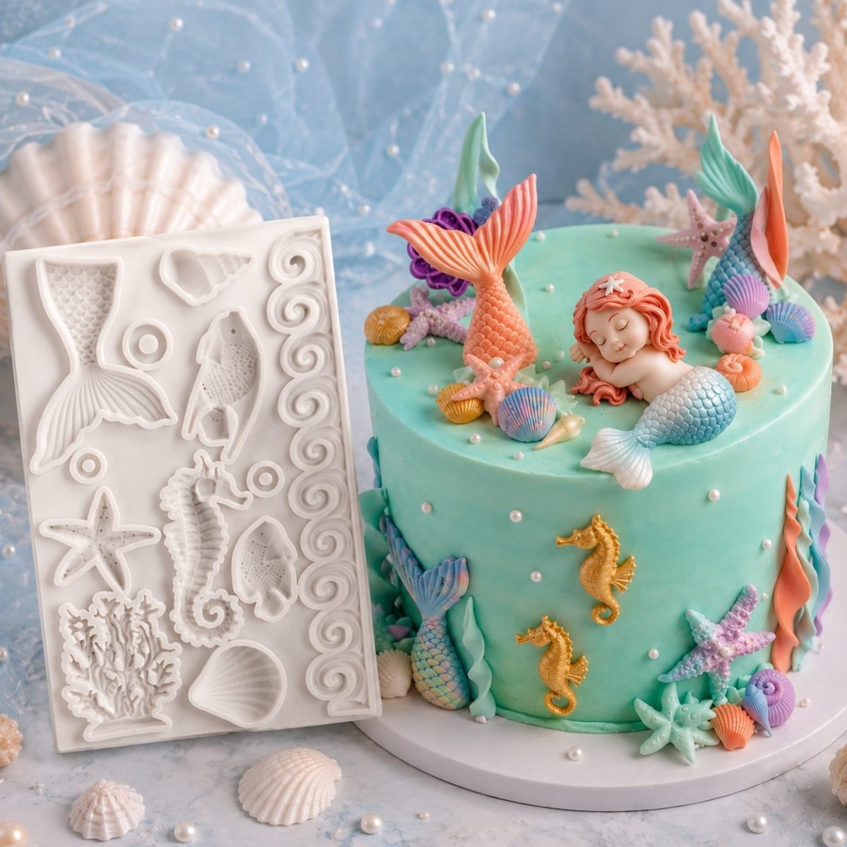 Bakewareind Underwater Sea Fish Coral Fondant Cake Sugarcraft Silicone Mould - Bakeware India