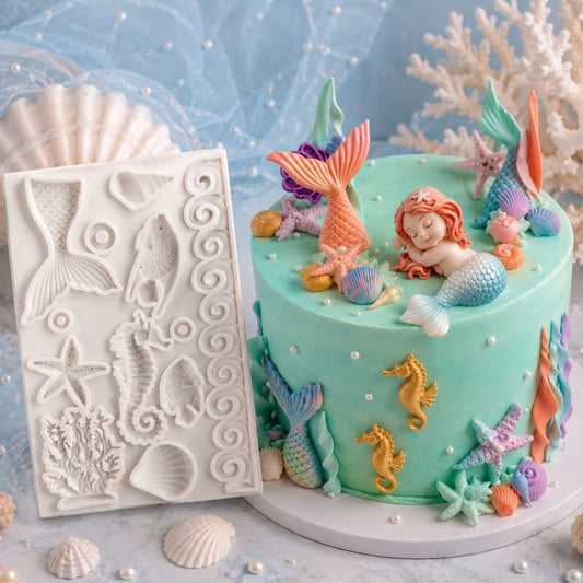 Bakewareind Underwater Sea Fish Coral Fondant Cake Sugarcraft Silicone Mould - Bakeware India