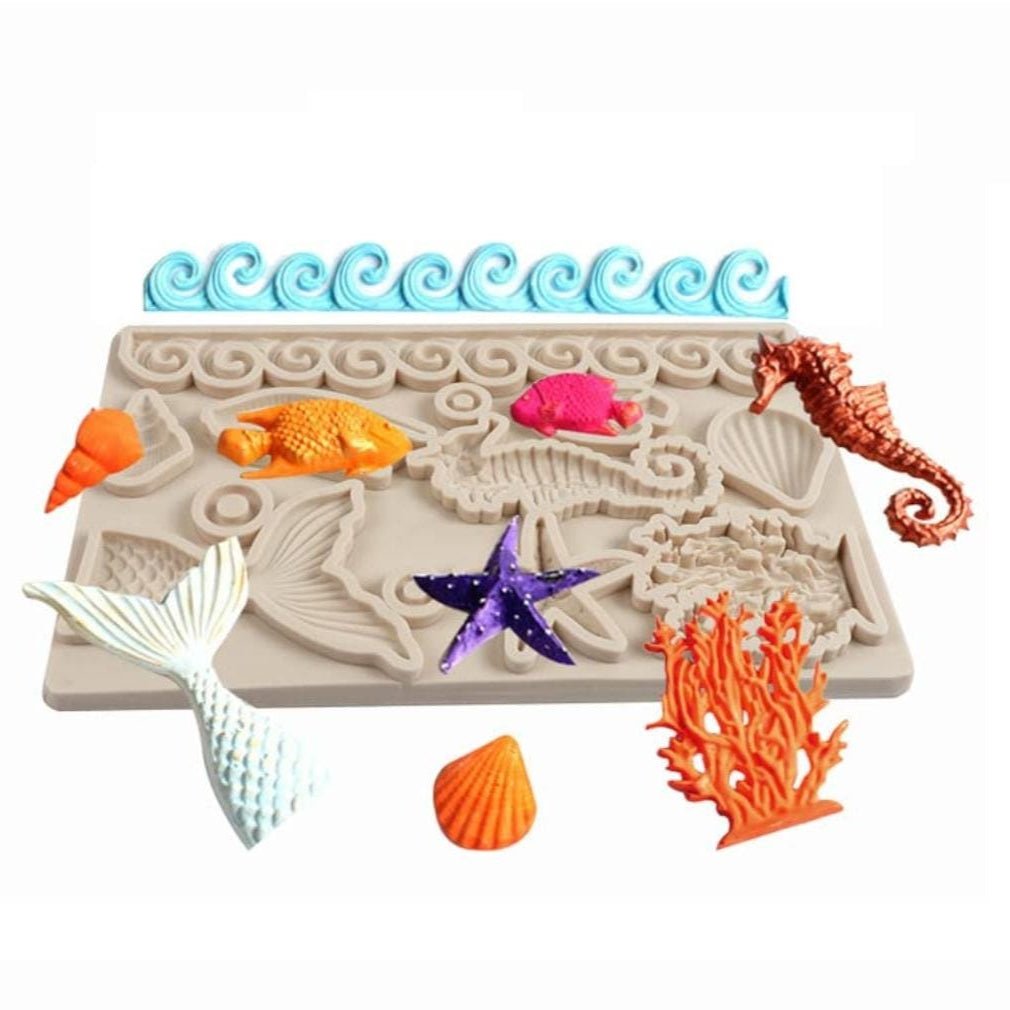 Bakewareind Underwater Sea Fish Coral Fondant Cake Sugarcraft Silicone Mould - Bakeware India