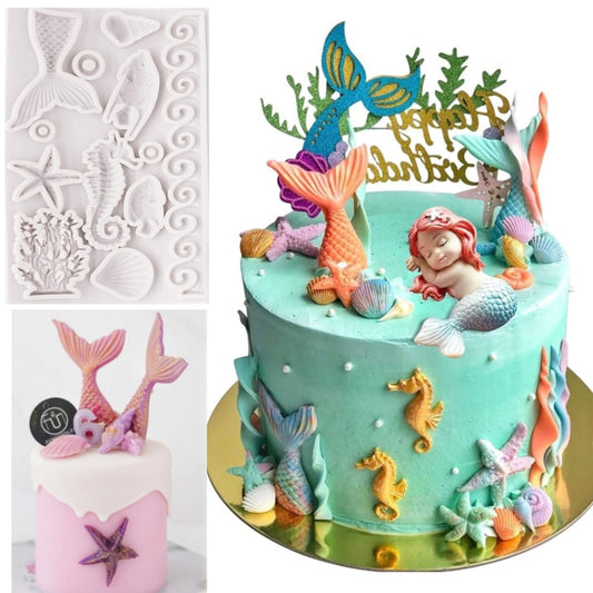 Bakewareind Underwater Sea Fish Coral Fondant Cake Sugarcraft Silicone Mould - Bakeware India