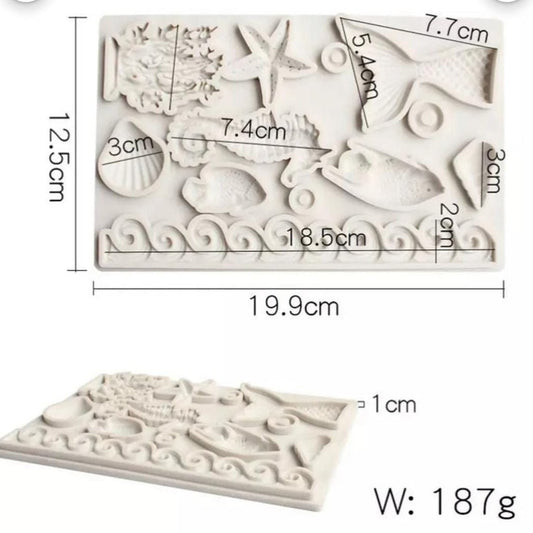 Bakewareind Underwater Sea Fish Coral Fondant Cake Sugarcraft Silicone Mould - Bakeware India