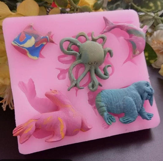 Bakewareind Underwater Sea Fish Dolphin Octopus Silicone Fondant Chocolate Cake Mould - Bakeware India