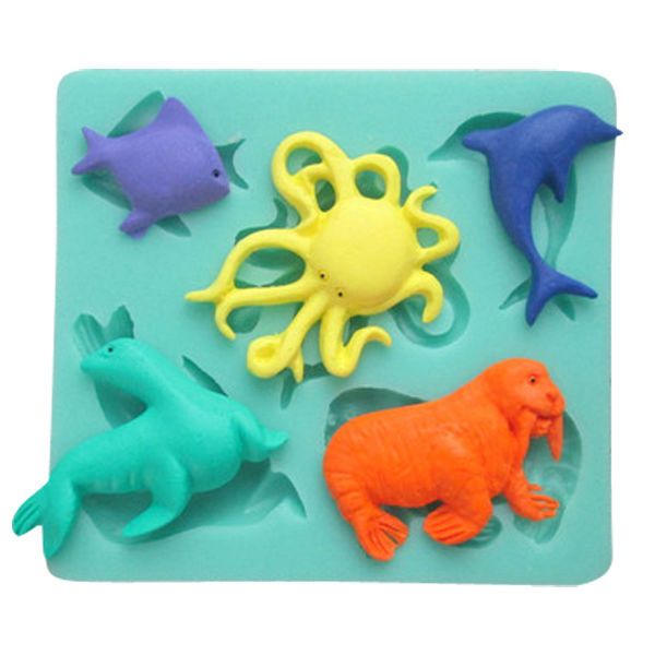 Bakewareind Underwater Sea Fish Dolphin Octopus Silicone Fondant Chocolate Cake Mould - Bakeware India
