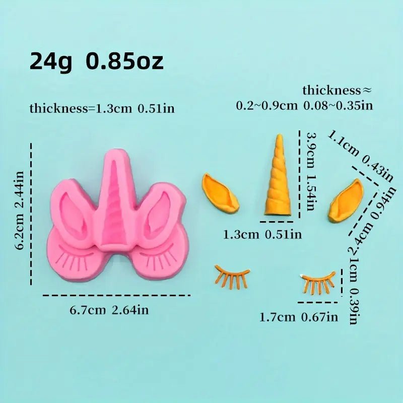 Bakewareind Unicorn Ear Lashes Horn Fondant Chocolate Silicone Mould - Bakeware India