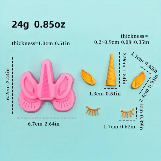 Bakewareind Unicorn Ear Lashes Horn Fondant Chocolate Silicone Mould - Bakeware India