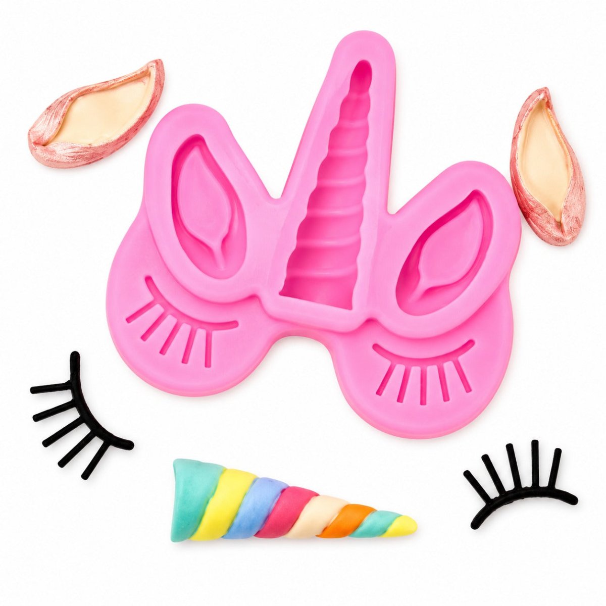 Bakewareind Unicorn Ear Lashes Horn Fondant Chocolate Silicone Mould - Bakeware India