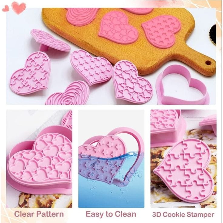 Bakewareind Valentines Heart Cookie Cake Cutter 6pcs - Bakeware India