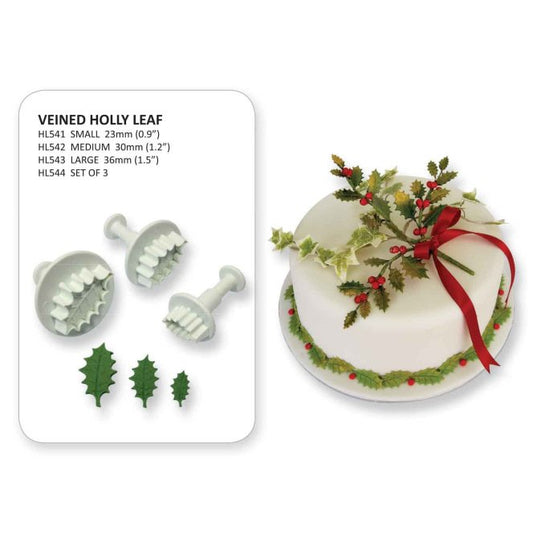 Bakewareind Veined Holly Ivy Leaf plunger 3pcs set - Bakeware India