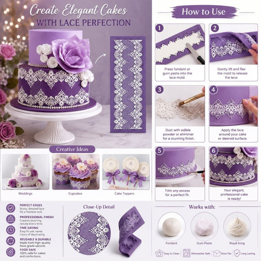 Bakewareind Vintage Net Lace Mesh Cake Decorating Stencil - Bakeware India