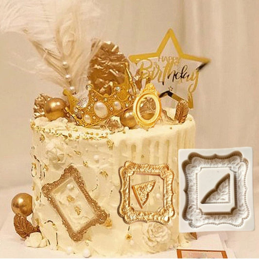 Bakewareind Vintage Square frame silicone fondant mould cake decoration - Bakeware India