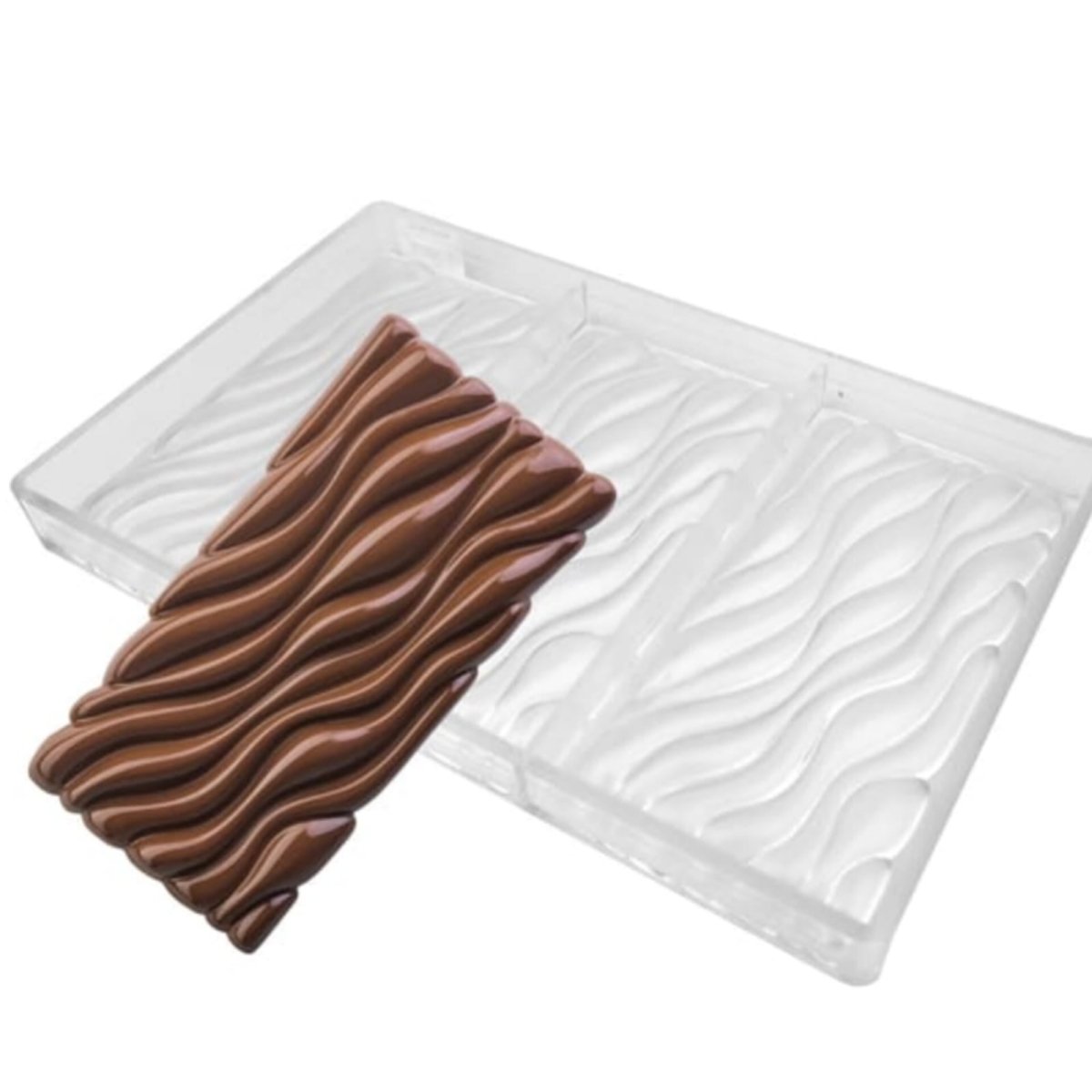 Bakewareind Water Fluid Bar Polycarbonate Chocolate Mould, 3 Cavity - Bakeware India