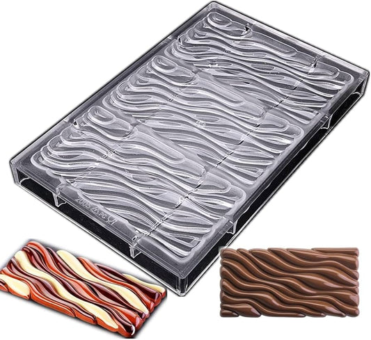 Bakewareind Water Fluid Bar Polycarbonate Chocolate Mould, 3 Cavity - Bakeware India