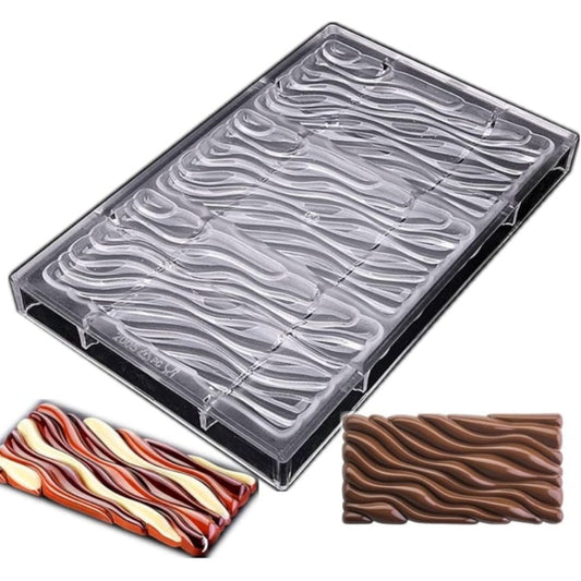 Bakewareind Water Fluid Bar Polycarbonate Chocolate Mould, 3 Cavity - Bakeware India