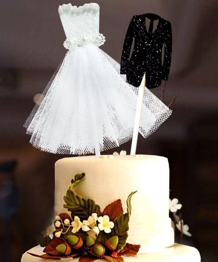 Bakewareind Wedding Dress Couple Cake Decoration Cake Topper,2pcs - Bakeware India