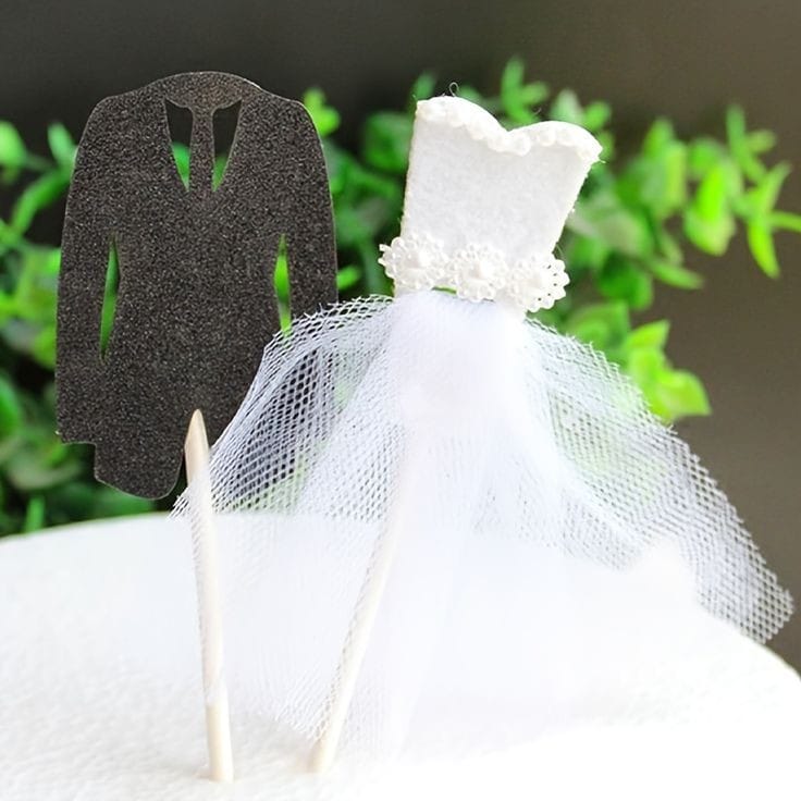 Bakewareind Wedding Dress Couple Cake Decoration Cake Topper,2pcs - Bakeware India