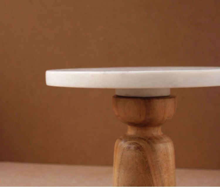 Bakewareind White Wooden Tall Cake Stand - Bakeware India