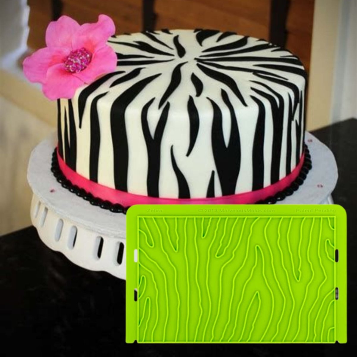 Bakewareind Zebra Stripe Pattern Onlay Texture Mat Silicone Chocolate Fondant Mould - Bakeware India