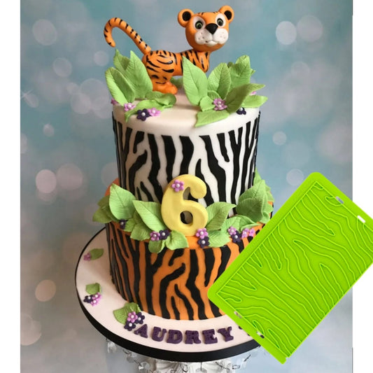 Bakewareind Zebra Stripe Pattern Onlay Texture Mat Silicone Chocolate Fondant Mould - Bakeware India