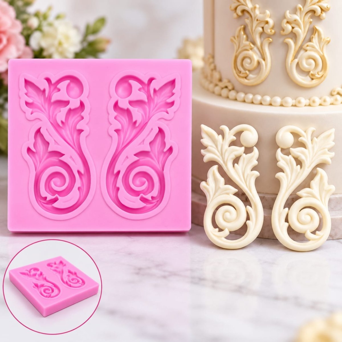 Bakewareindia Baroque Border Lace Silicone Mould - Bakeware India