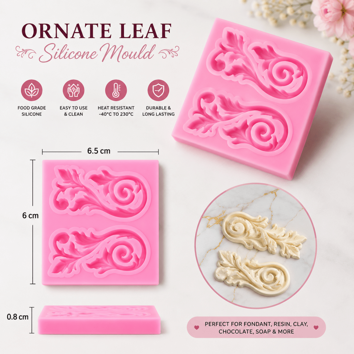 Bakewareindia Baroque Border Lace Silicone Mould - Bakeware India